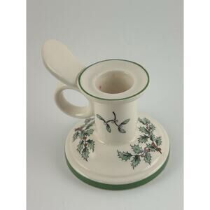 Spode Christmas Tree S3324 Chamberstick Candle Holder England Holly & Mistletoe